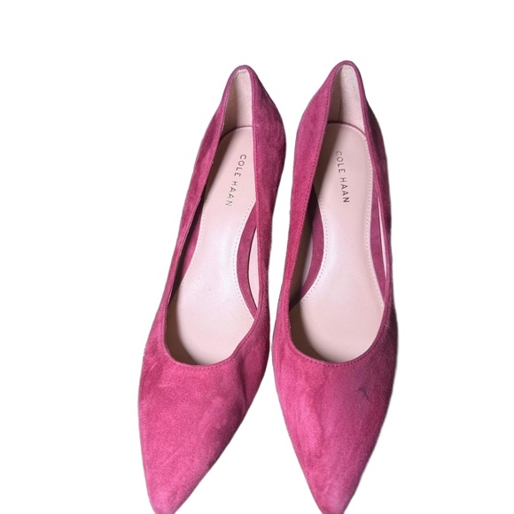COLE HAAN Womens Red Suede Pointed Toe Pumps Size 9 1/2 B GRAND.OS Dressy - Picture 1 of 4